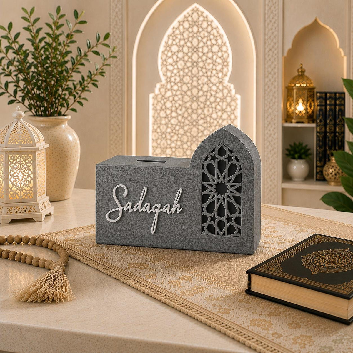 Islamic Sadaqah Box | Modern Charity Box | Muslim Home Decor | Ramadan & Eid Gift | Decorative Donation Money Box | Islamic Decor