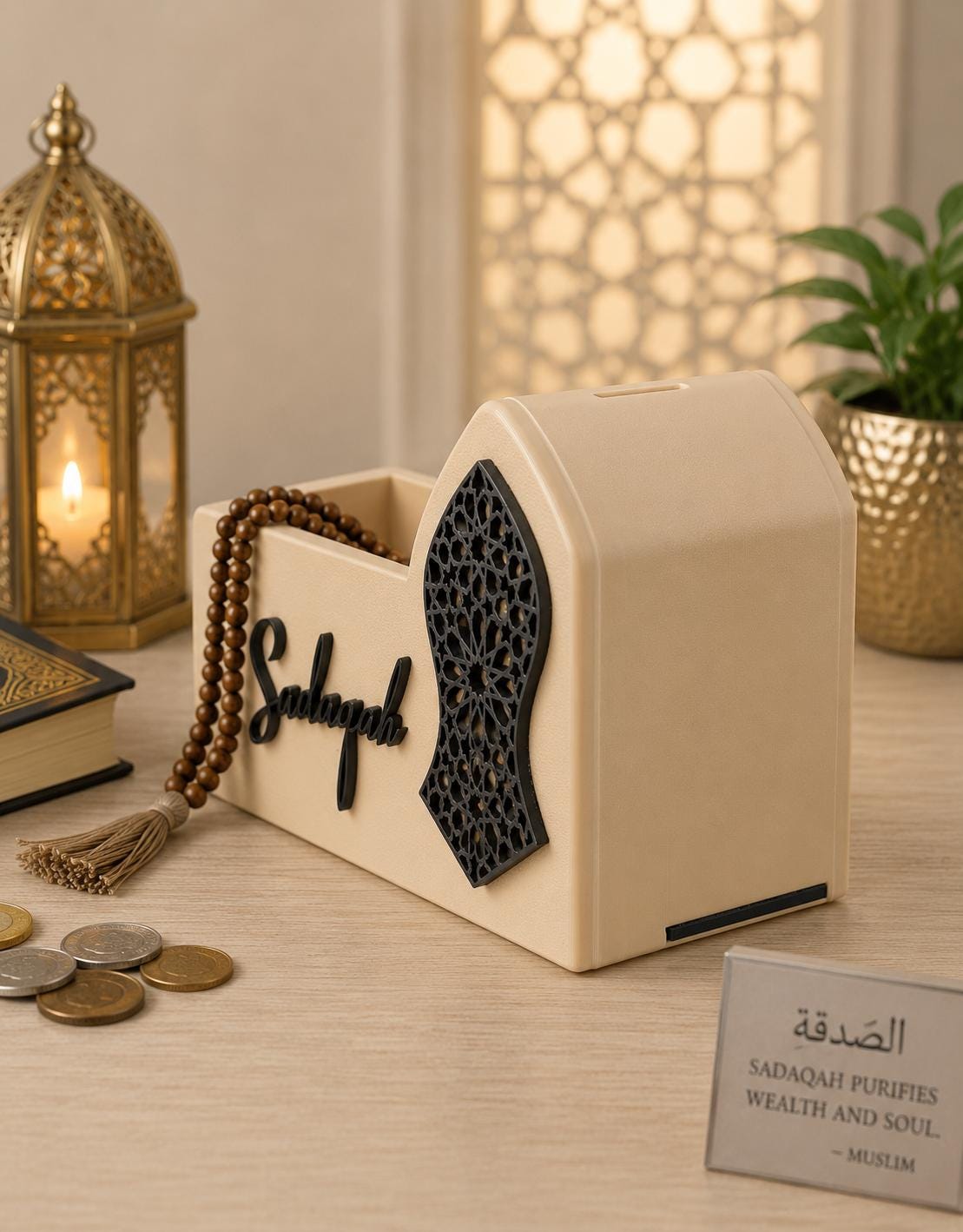 Mosque Sadaqah Box | Islamic Charity Money Holder, 3D Printed Decor Gift