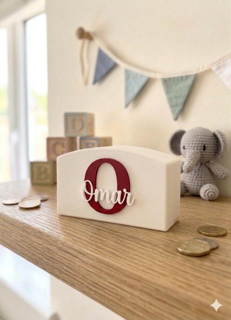 Personalised Name Money Box | Custom Children's Piggy Bank | Kids Savings Bank | Nursery Decor | Birthday & Baby Shower Gift