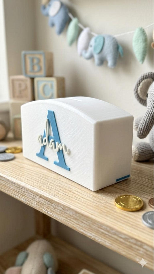 Personalised Name Money Box | Custom Children's Piggy Bank | Kids Savings Bank | Nursery Decor | Birthday & Baby Shower Gift