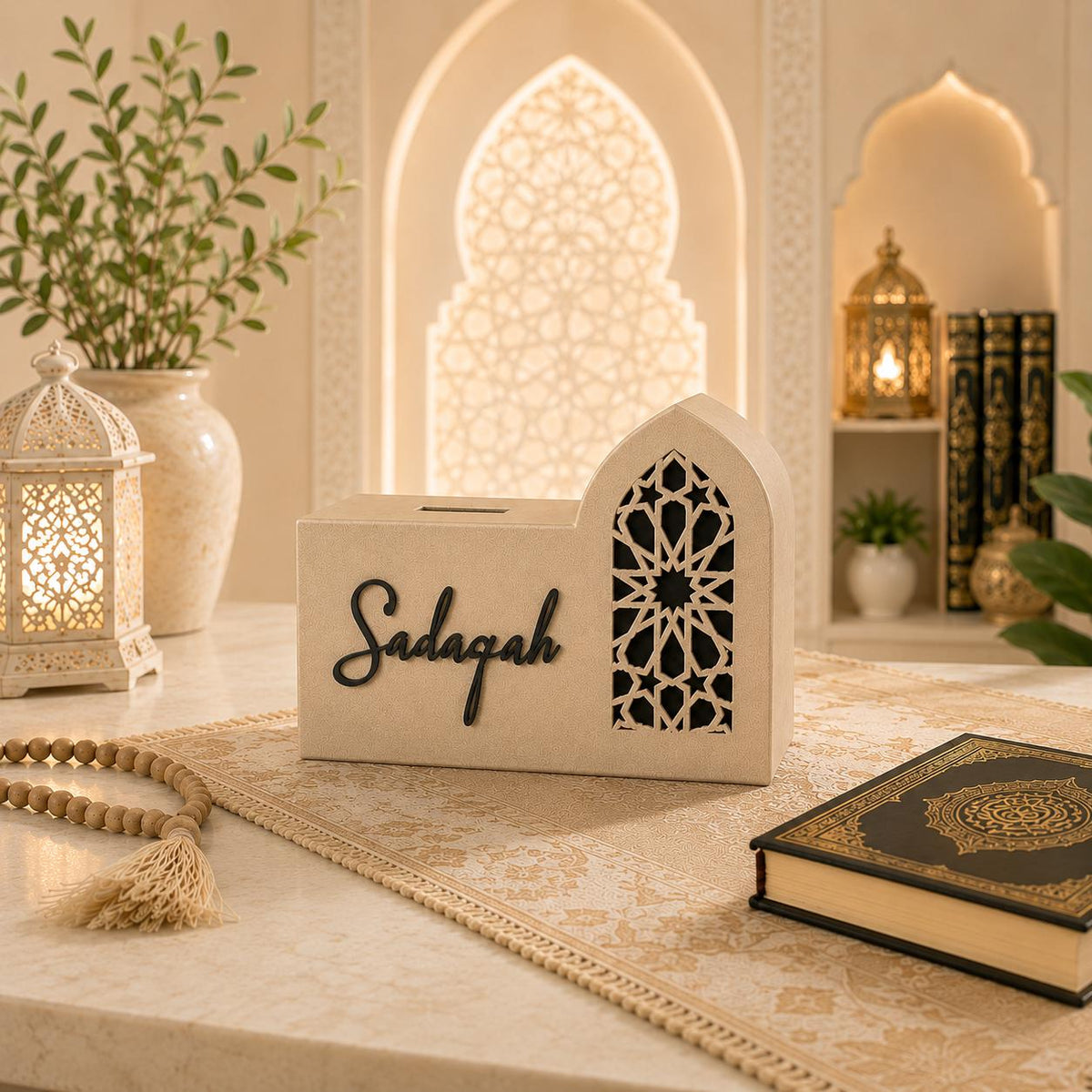 Islamic Sadaqah Box | Modern Charity Box | Muslim Home Decor | Ramadan & Eid Gift | Decorative Donation Money Box | Islamic Decor
