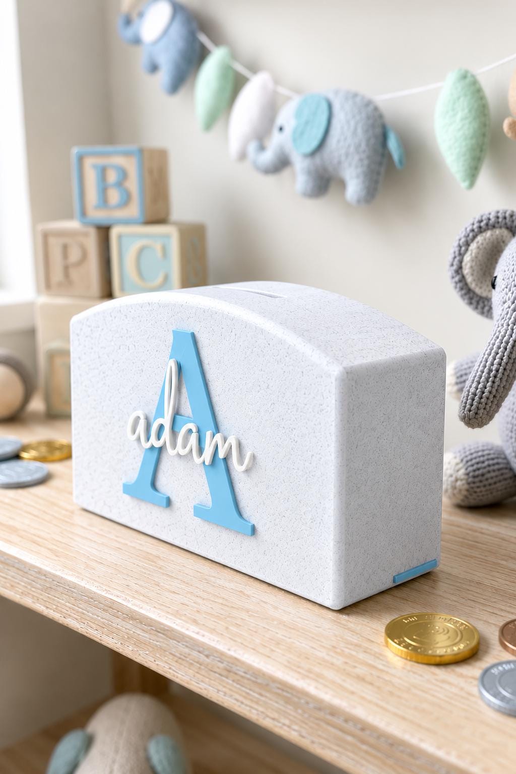 Personalised Name Money Box | Custom Children's Piggy Bank | Kids Savings Bank | Nursery Decor | Birthday & Baby Shower Gift
