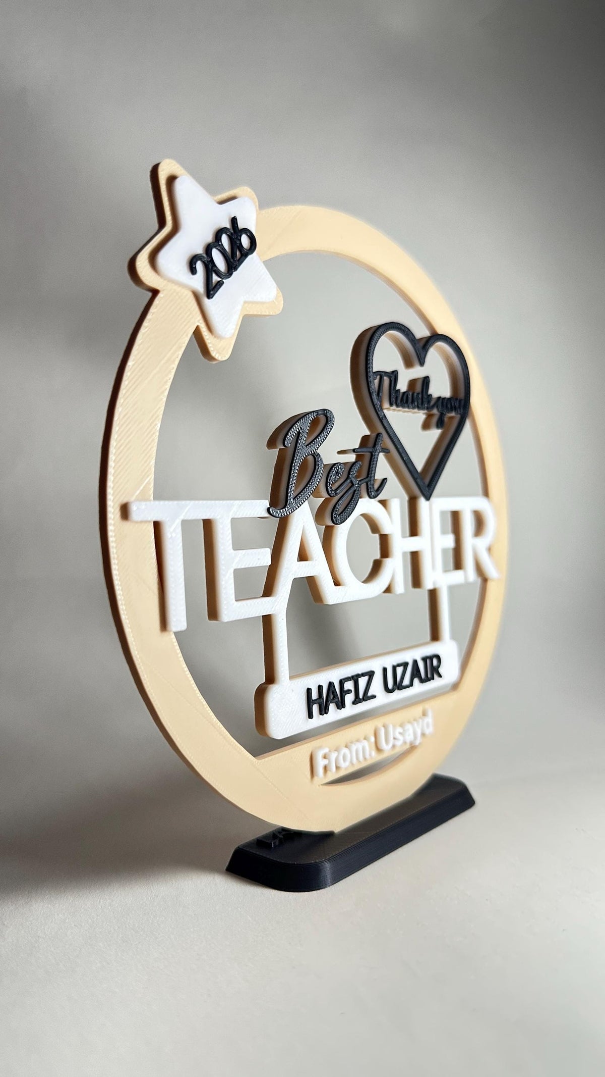 Personalised 3D Teacher Award Plaque, Custom Thank You Gift, School Appreciation 2026