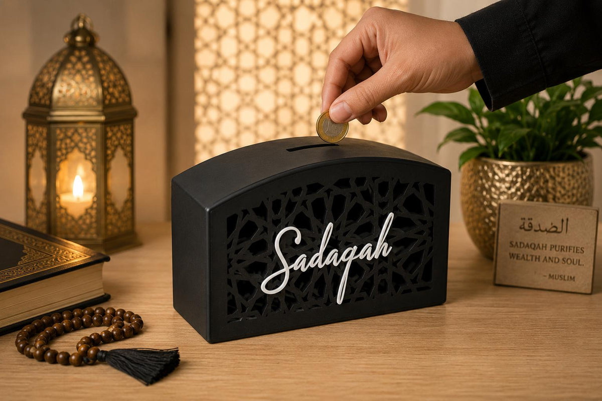 Custom Sadaqa Box | Islamic Charity Box | Personalised Muslim Home Decor | House warming Gift | House Gift