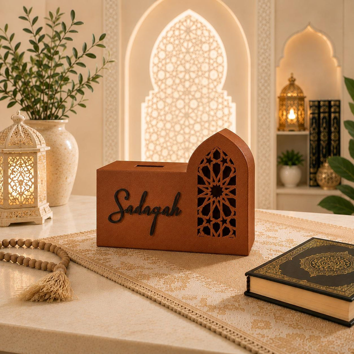 Islamic Sadaqah Box | Modern Charity Box | Muslim Home Decor | Ramadan & Eid Gift | Decorative Donation Money Box | Islamic Decor