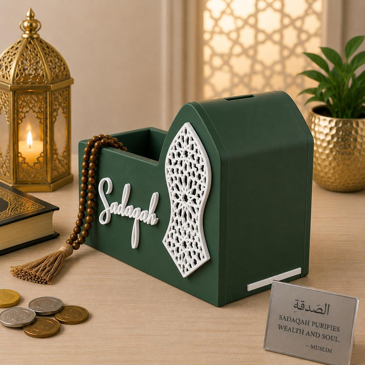 Mosque Sadaqah Box | Islamic Charity Money Holder, 3D Printed Decor Gift