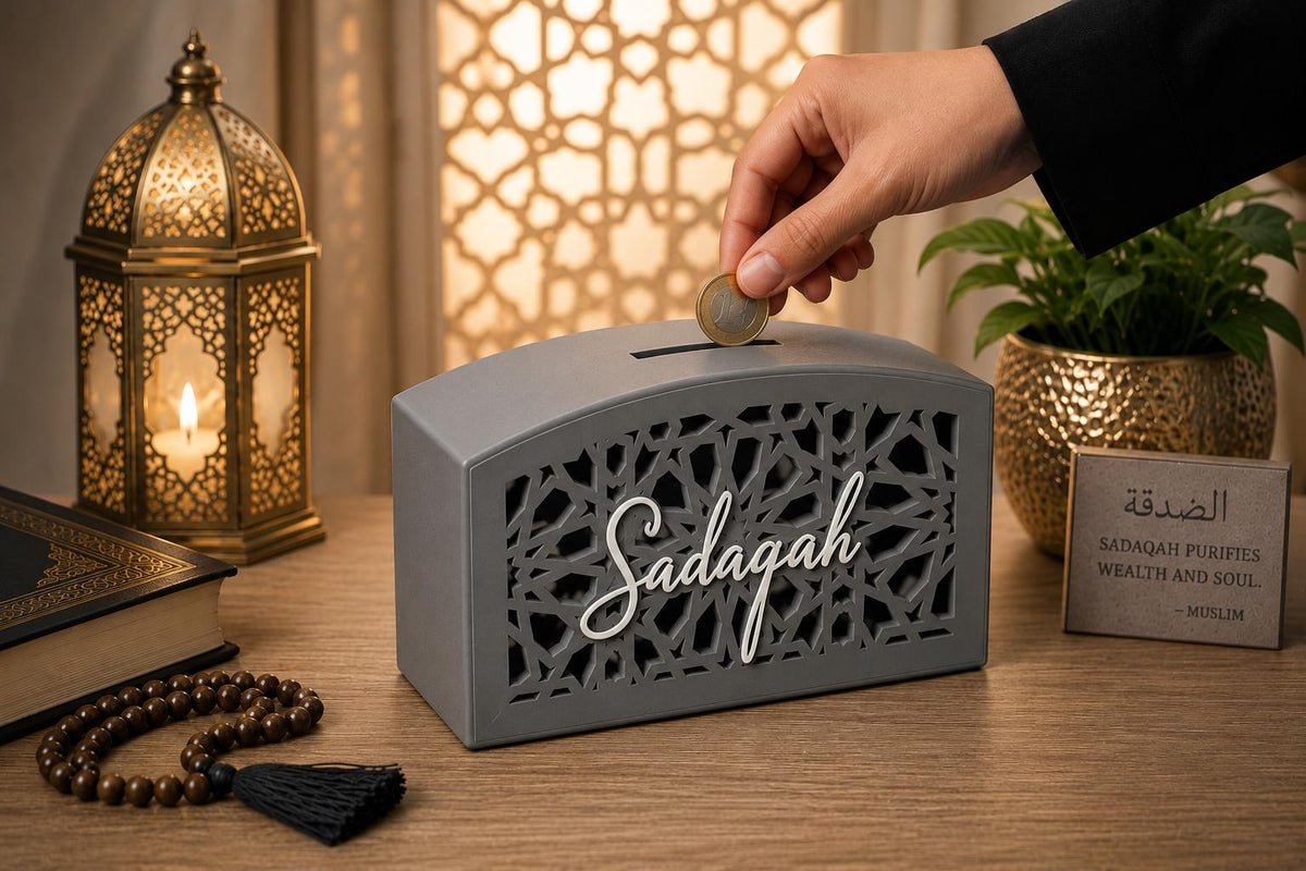 Personalised Umrah Mubarak Frame & Sadaqah Box Bundle | Islamic Gift, 3D Printed Plaque
