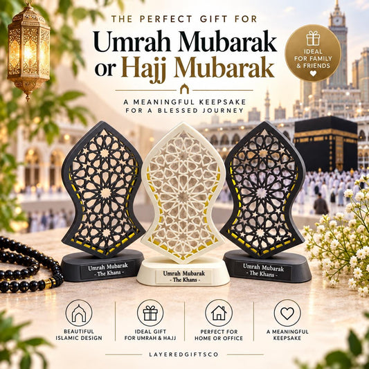 Personalised Umrah Mubarak LED Gift, Islamic Keepsake, Hajj Gift, Muslim Home Decor, Custom Family Gift
