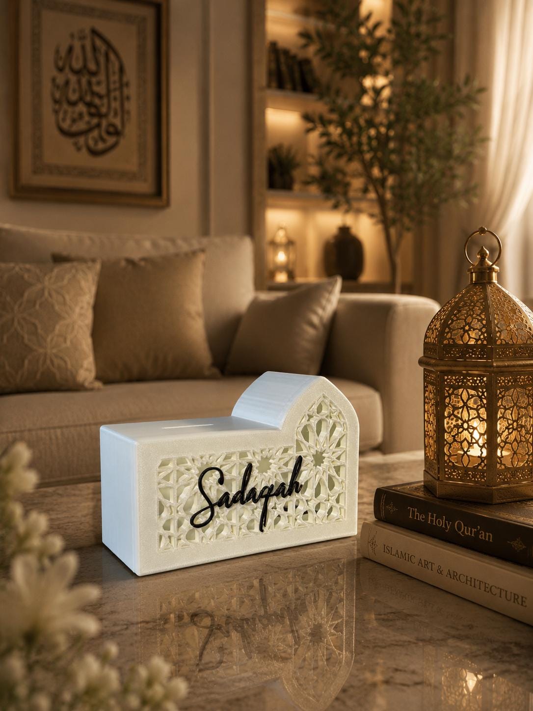 Elegant Personalised Sadaqah Box | Islamic Decor | Eid Gift | Money Box