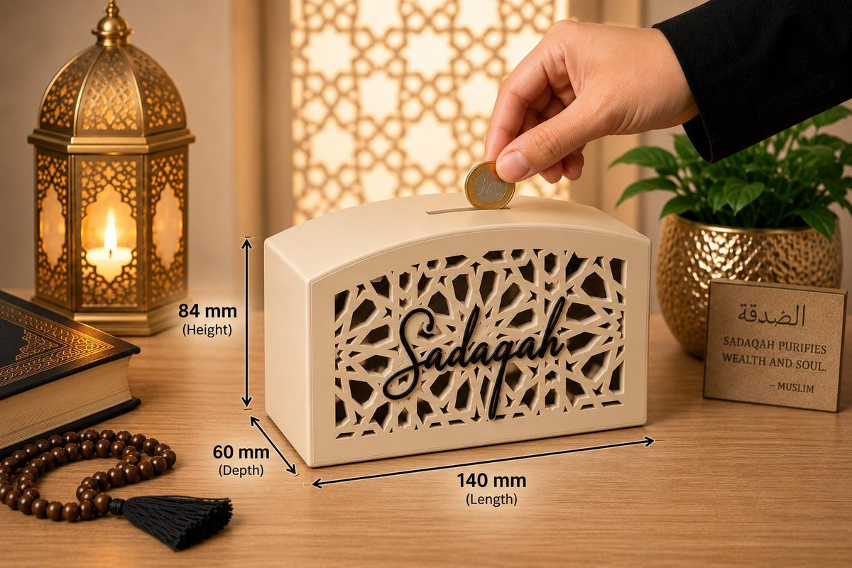 Custom Sadaqa Box | Islamic Charity Box | Personalised Muslim Home Decor | House warming Gift | House Gift