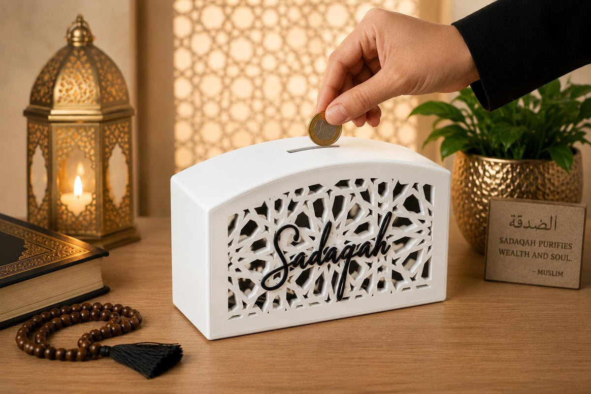 Custom Sadaqa Box | Islamic Charity Box | Personalised Muslim Home Decor | House warming Gift | House Gift