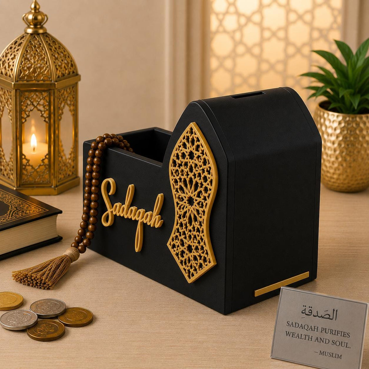 Mosque Sadaqah Box | Islamic Charity Money Holder, 3D Printed Decor Gift
