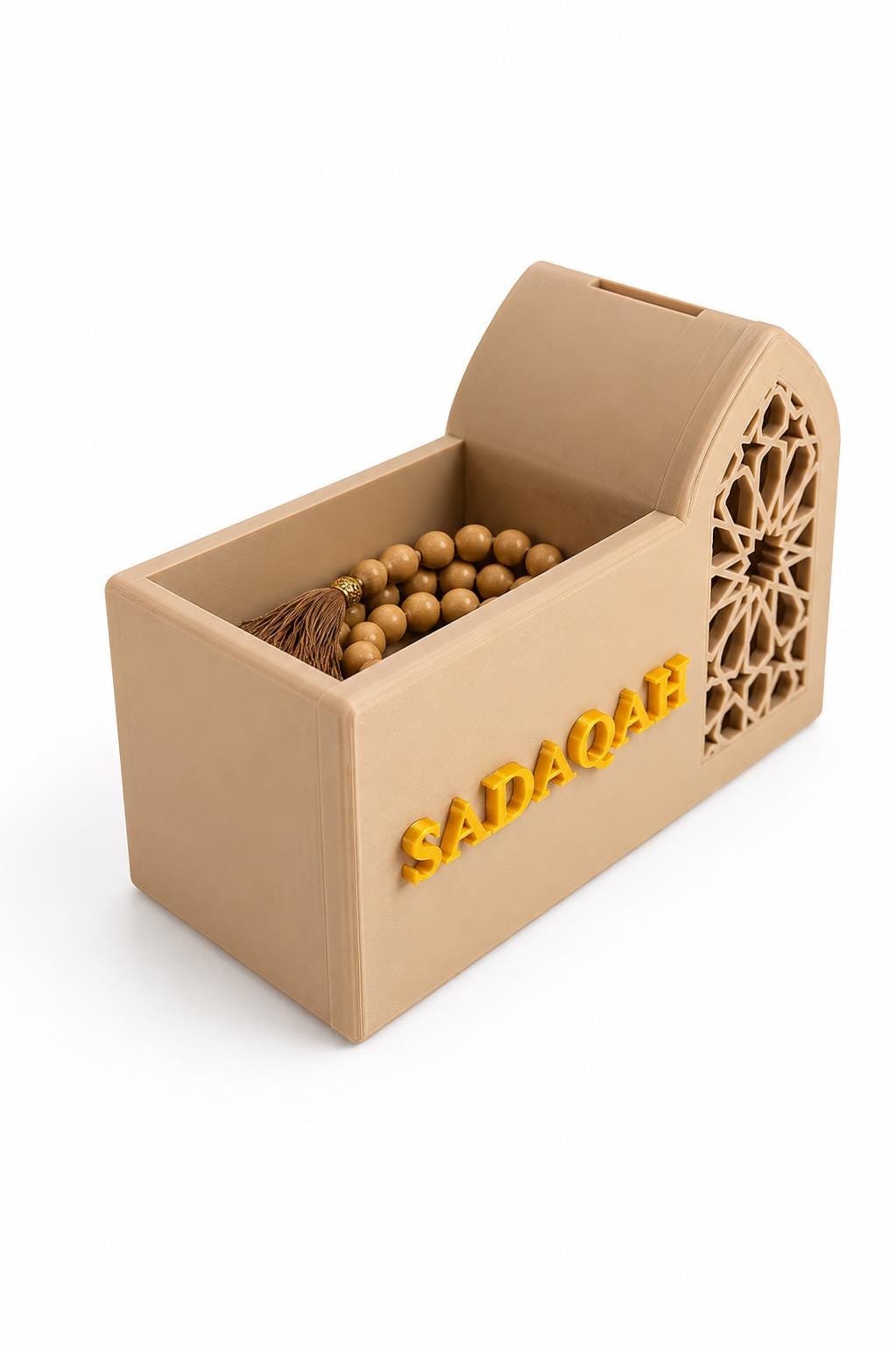 Personalised Sadaqah Box with Tasbeeh Storage | Islamic Charity Box | Muslim Home Decor | Gift Idea | Custom Donation Box