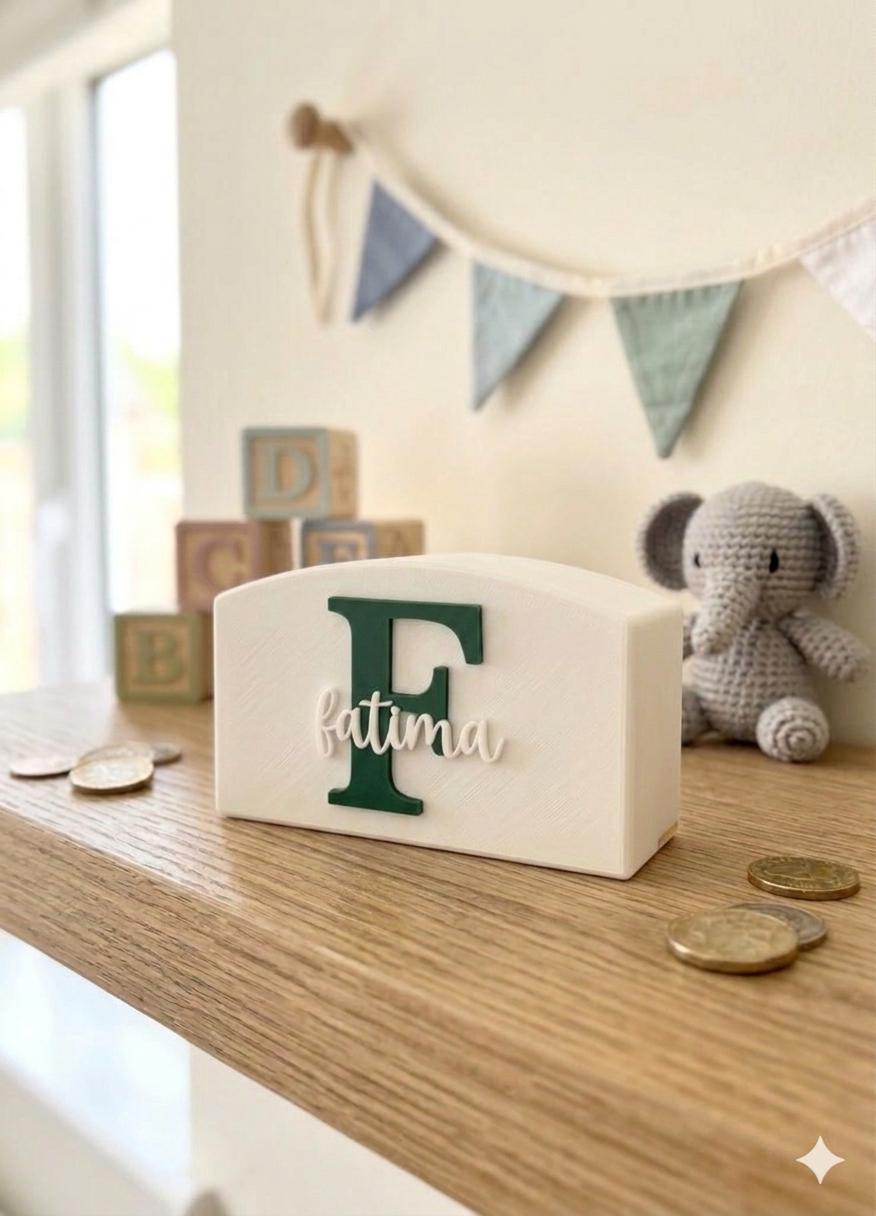 Personalised Name Money Box | Custom Children's Piggy Bank | Kids Savings Bank | Nursery Decor | Birthday & Baby Shower Gift