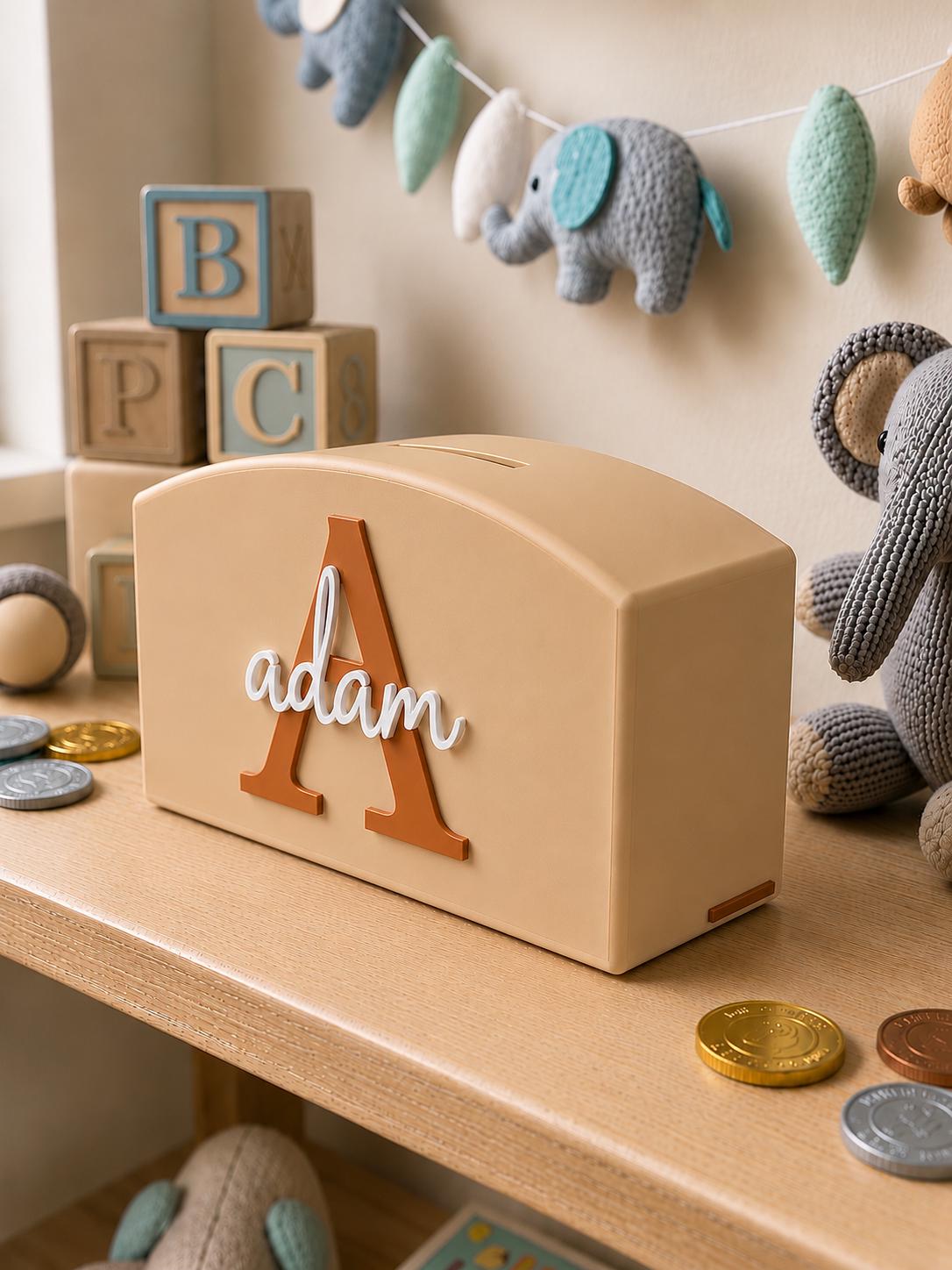 Personalised Name Money Box | Custom Children's Piggy Bank | Kids Savings Bank | Nursery Decor | Birthday & Baby Shower Gift