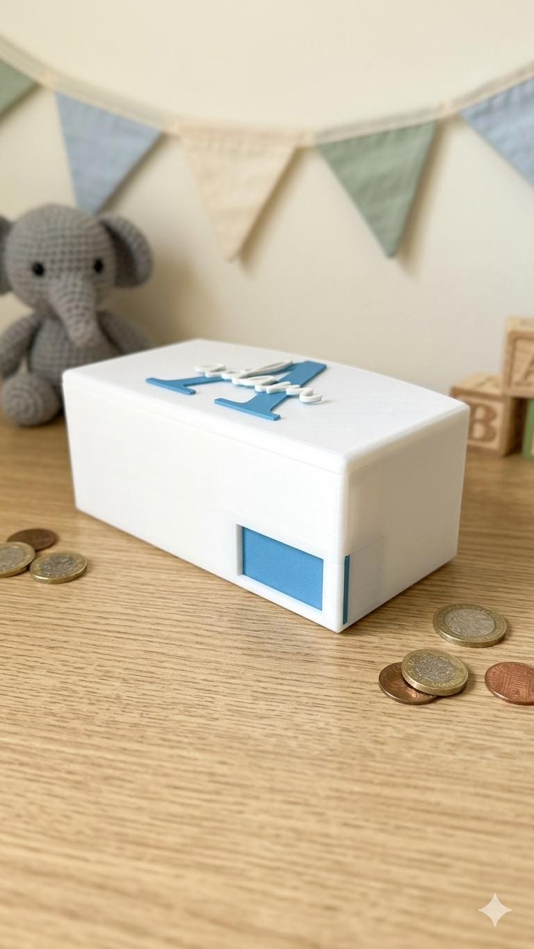 Personalised Name Money Box | Custom Children's Piggy Bank | Kids Savings Bank | Nursery Decor | Birthday & Baby Shower Gift